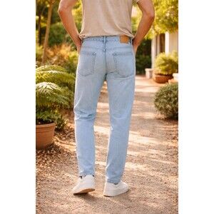 PULL & BEAR Men's Wide Leg Jeans Light Wash Denim High Waist Size 34